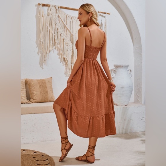 Swiss Dot Sleeveless Midi Dress Casual - Picture 2 of 6